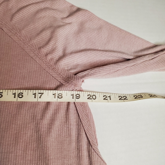 We The Free Free People Tangerine Long Sleeve Mauve Top Ribbed Tee Boho Size S - Picture 6 of 9